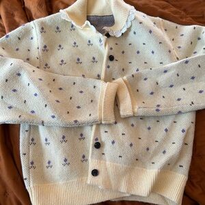 Cider Cream Cardigan with Lavender Details